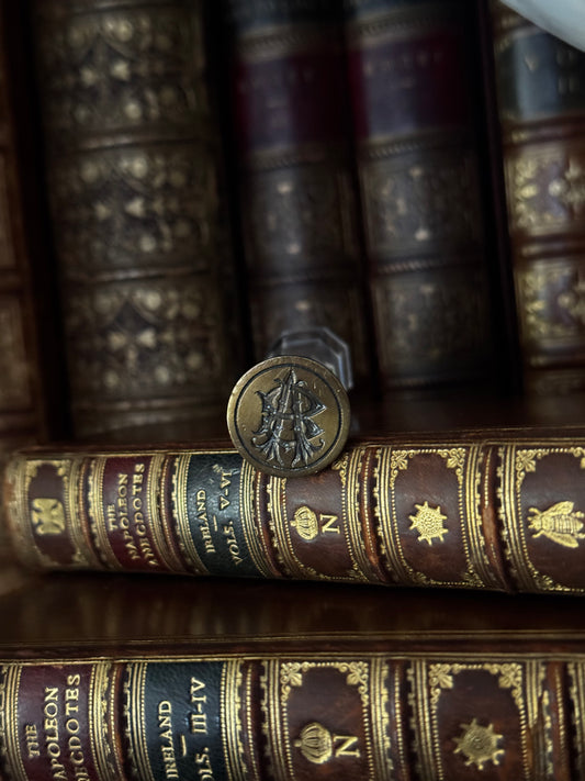 Antique Crystal & Bronze Wax Seal Stamp