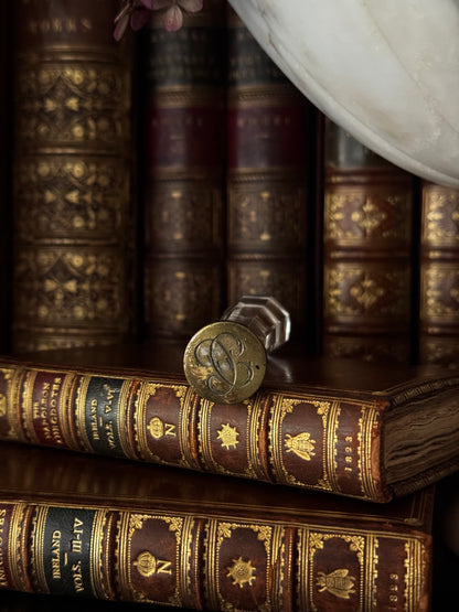 Antique Crystal & Bronze Wax Seal Stamp