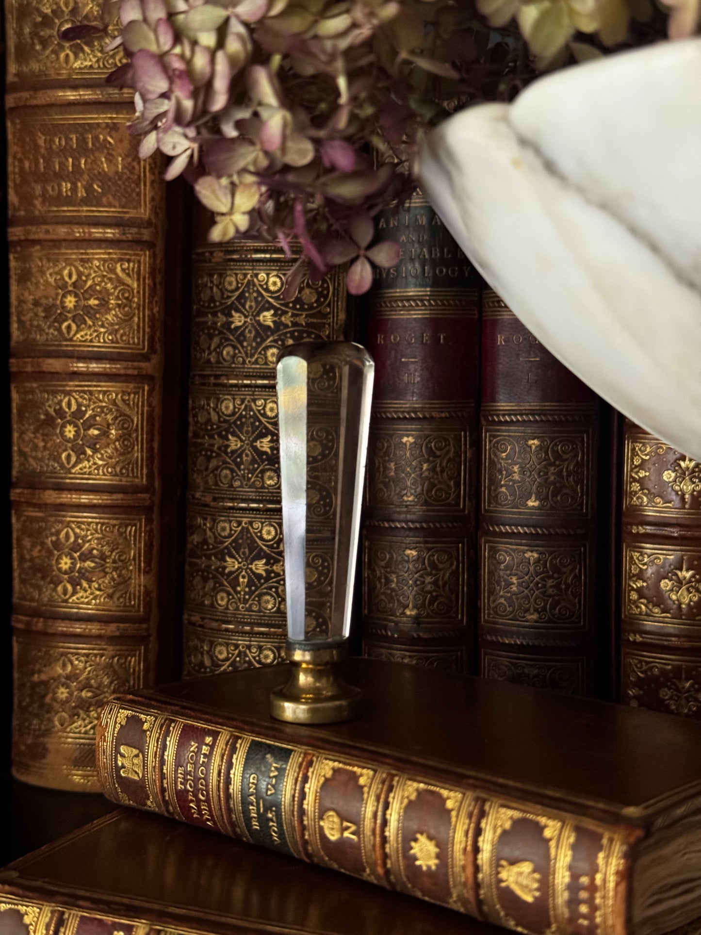 Antique Crystal & Bronze Wax Seal Stamp